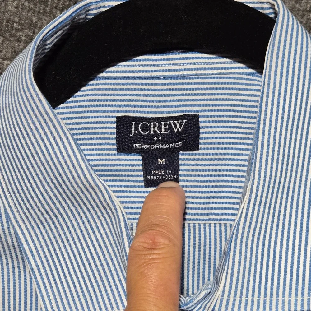 J Crew Performance Blue Solid / Stripe Button Up Shirt Sz Medium Work Casual x2